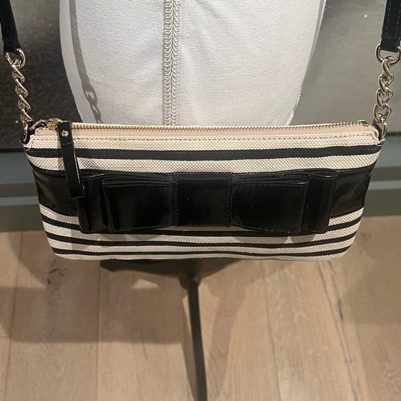 Kate Spade Alice Court Celina Crossbody Bag Purse with Bow Black and Cream - Picture 7 of 16